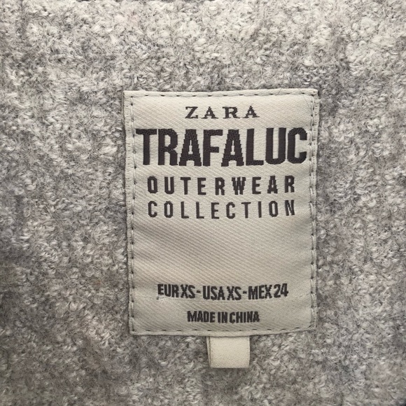 Zara Open Front Waterfall Wool Coat Grey Size XS - Picture 8 of 9